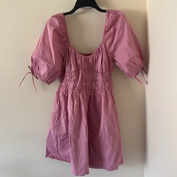 STAUD faye' Mini Cotton Dress, Size Large,$328